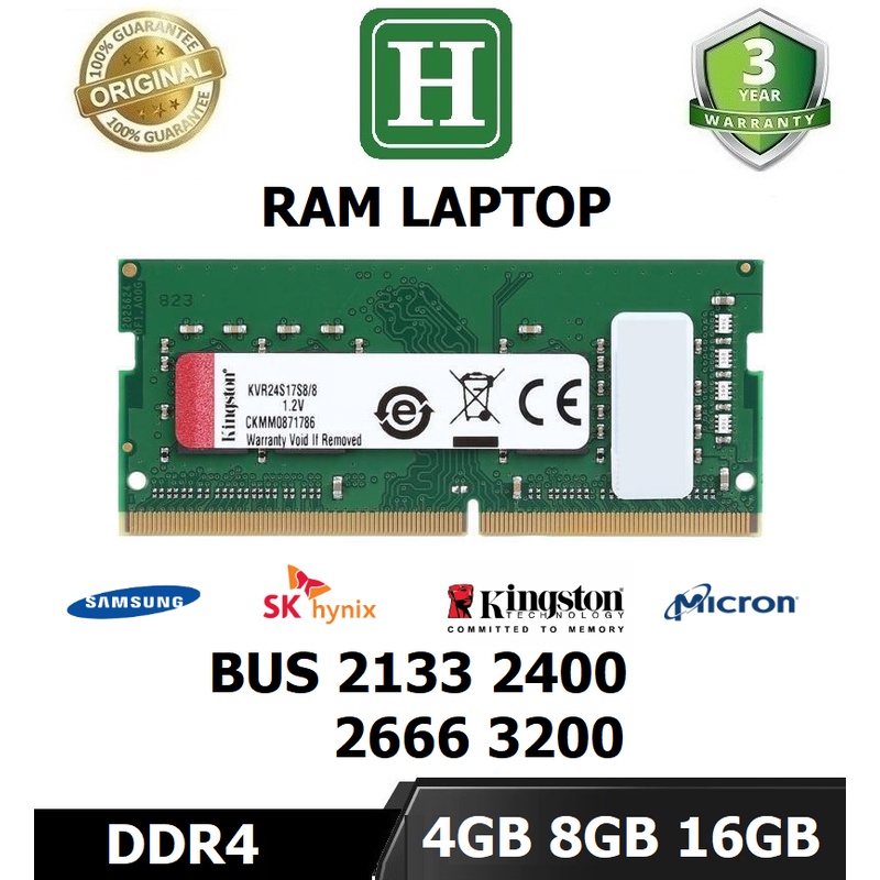 Ram DDR4 4GB, 8GB, 16GB รถบัส 2133, 2400, 2266, 3200 ของแท ้ 3 ปี