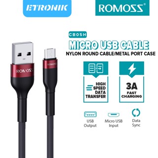 ETRONIK Romoss CB05 Nylon USB TO Micro Cable 2.1A/3A 1M สายชาร์จแบบถักไนลอนทนทาน