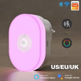 โคมไฟติดผนัง WiFi Tuya Smart Led Night Light PIR Motion Sensor RGB สีวอร์มไวท์ ควบคุมด้วยเสียง สําหรับ Alexa Google Home