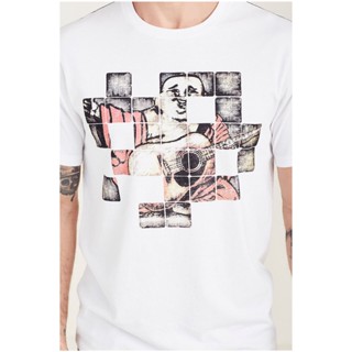 True Religion Mens Buddha Checks Crew Neck Tee T-Shirt in White_01