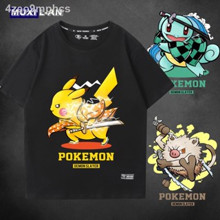    ถูกและดี ชุดคอสเพลย์ Anime เสื้อดาบพิฆาตอสูรDemon SlayePikachu Ghost Slayer เสื้อยืดแขนสั้นร่วมสำหรับผู้ชายและผู_08