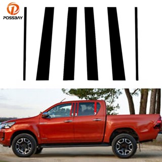 ขายดี สติกเกอร์ติดเสาประตูหน้าต่างรถยนต์ สีดําวาว สําหรับ Toyota Hilux 2015-2021