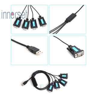 อะแดปเตอร์ชิปเซ็ต PL2303 4 พอร์ต USB เป็น RS-232 9-Pin DB9 Serial Cable ตัวผู้ A