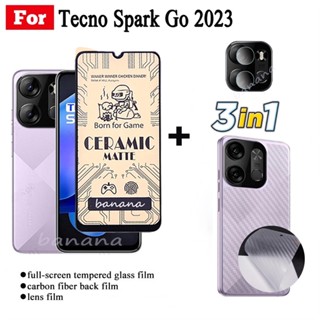 Tecno spark GO 2023 กระจกนิรภัยกันรอยเลนส์กล้อง เซรามิค สําหรับ spark GO 2022 spark 8C 8T 8 9 9T 7 7T 7 Pro 6 GO 6AIR 3in1