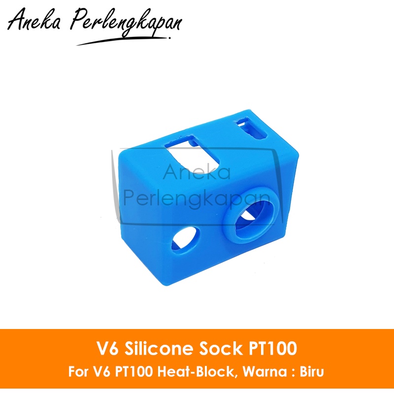V6 PT100 Sensor Hot End Heat Block ซิลิโคนถุงเท้าฉนวนกันความร้อน - สีฟ้า