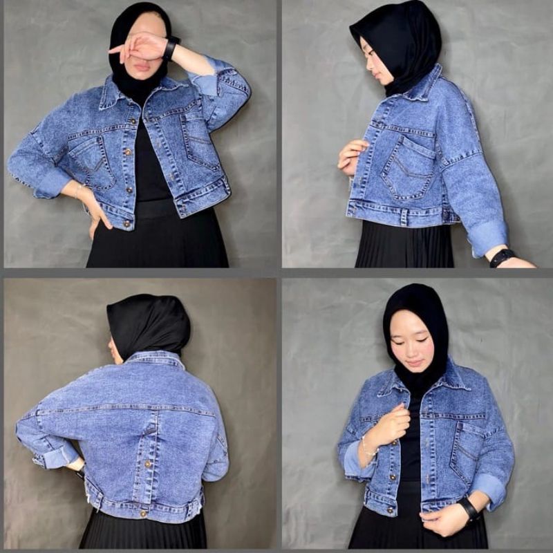 เสื้อแจ็คเก็ตยีนส์ Nayra CROOP | Zara MODEL WOMEN& 39;S DENIM JACKET