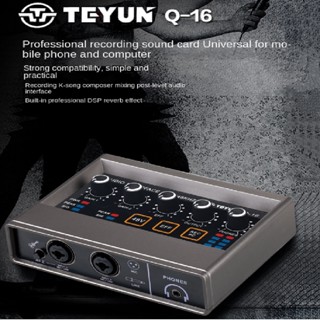 Teyu Q16 การ์ดแปลงเสียงอินเตอร์เฟส 16-bit 48KHz สําหรับกีตาร์ไฟฟ้า ไลฟ์สด บันทึกเสียงสตูดิโอ ร้องเพลง พอดคาสต์