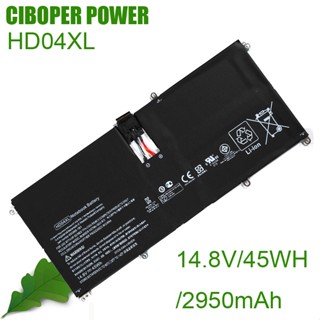 CP ของแท้แบตเตอรี่แล็ปท็อป HD04XL 14.8V/45WH/2950MAh สำหรับ Envy XT 13-2000eg 13-2021tu 13-2113TU 13-2120tu 13-ef2003 13