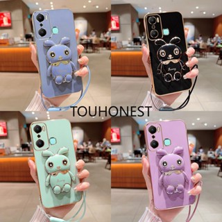 เคส INFINIX Hot 12 Play เคส infinix Hot 20 Play เคส infinix Hot 12i Hot 20i Case infinix Hot 20S Hot 10 Lite Case infinix Hot 8 Pro Case infinix Hot 9 Pro Case New Cute Rabbit Bracket Mobile Softcase Phone Cover Case With Rope โทรศัพท์มือถือ เคสนิ่ม