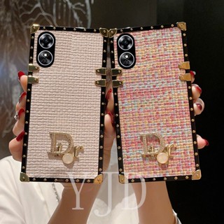 Yjd เคสโทรศัพท์ กันกระแทก ขอบตรง ลายตะกร้าสาน สําหรับ OPPO A78 A58 C33