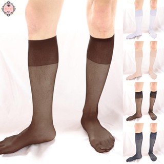 Men Business Dress Tube Socks Invisible Traceless Sheer See-through Stockings