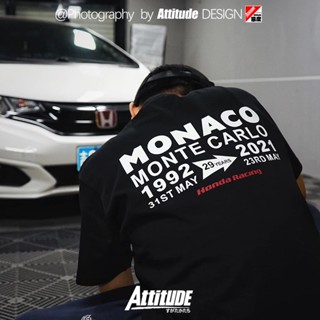 Attitude ATTITUDE ใหม่ เสื้อยืดแขนสั้น ผ้าฝ้ายแท้ พิมพ์ลาย World F1 Formula Car Honda JDM Monte Carlo แฟชั่น