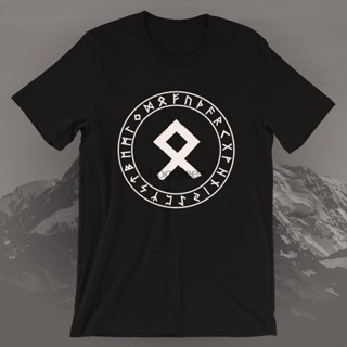 เสื้อยืด พิมพ์ลาย Othala Rune Viking Rune Norse Pagan สําหรับผู้ชาย