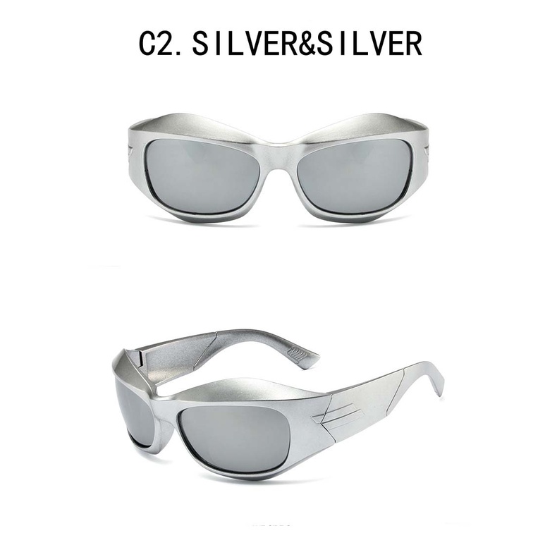 Cod Y2K แว่นตากันแดด สไตล์พังก์ พังก์ สีเงิน แฟชั่นสําหรับผู้หญิง - รูปที่ 7