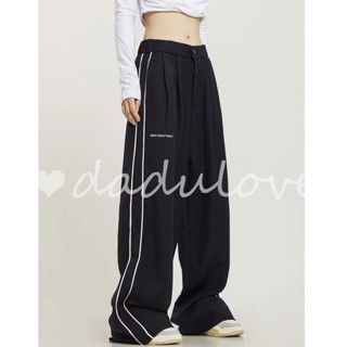 DaDulove💕 New American Street Womens Sports Pants High Waist Striped Casual Pants Loose Wide Leg Trousers