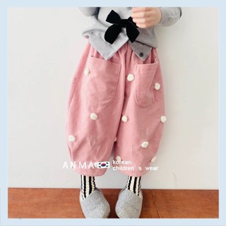 Korean purchasing childrens clothing girls pants outer wear 2022 spring new western style all-match three-dimensional flower childrens trousers