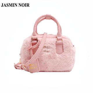 Jasmin NOIR กระเป๋าถือ กระเป๋าสะพายไหล่ ประดับขนเฟอร์ แฟชั่นสําหรับสตรี