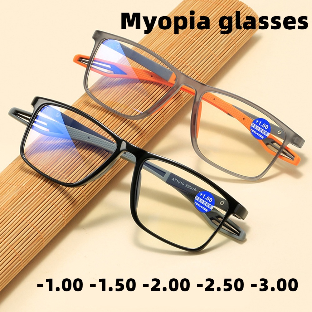 แว่นตาสายตายาว ทรงสี่เหลี่ยม ป้องกันรังสี สไตล์เรโทร สําหรับผู้ชาย และผู้หญิงแว่นสายตาสั้น -100 -150 -200 -250 -300