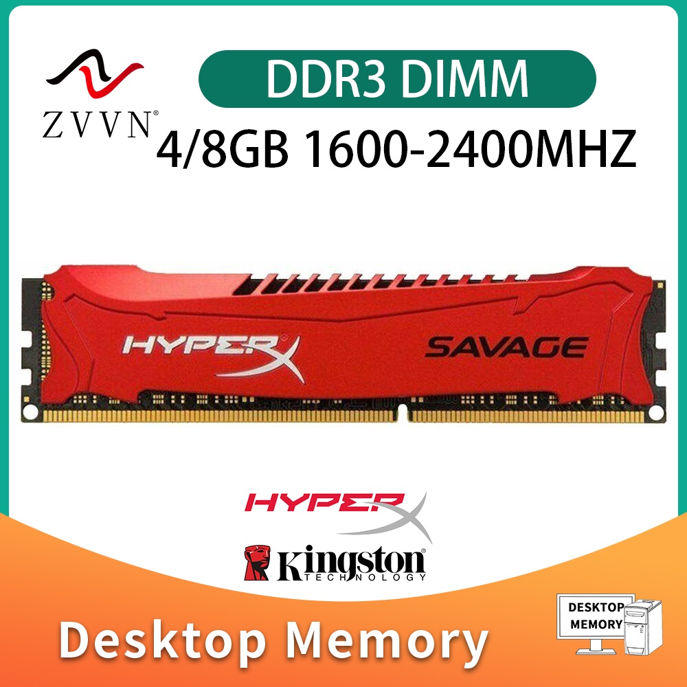 ใหม่ HyperX SAVAGE แรมหน่วยความจํา 8GB 4GB DDR3 1600 1866MHz 2133 2400MHz สีแดง DIMM สําหรับคอมพิวเตอร์ตั้งโต๊ะ