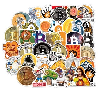 สติกเกอร์ ลาย Bitcoin กันน้ํา สําหรับตกแต่งของเล่น 50 ชิ้น