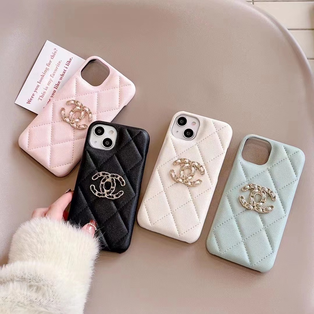 แฟชั่นคาเวียร์หนังการ์ดเคสโทรศัพท์สําหรับiphone16 15 14 Pro max 14 plus 11 12 13 Pro max