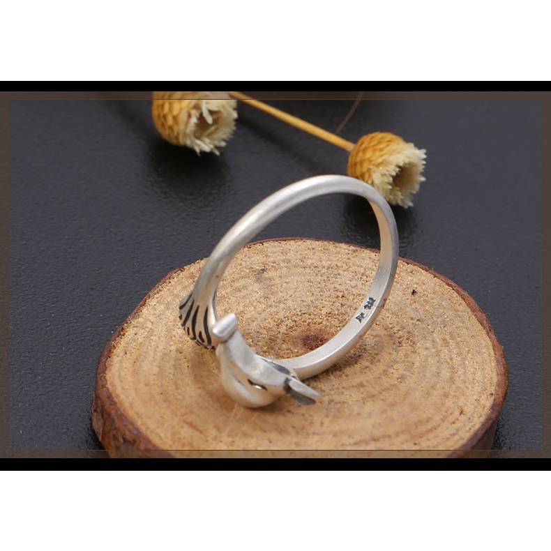 เครื่องประดับ แหวนเงิน แบบเปิด รูปสุนัขจิ้งจอกน้อย สามารถปรับได้ แฟชั่นเรโทร สําหรับผู้หญิง - รูปที่ 4