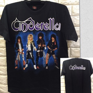 เสื้อยืด แขนสั้น พิมพ์ลาย Rock Band Cinderella สีดํา