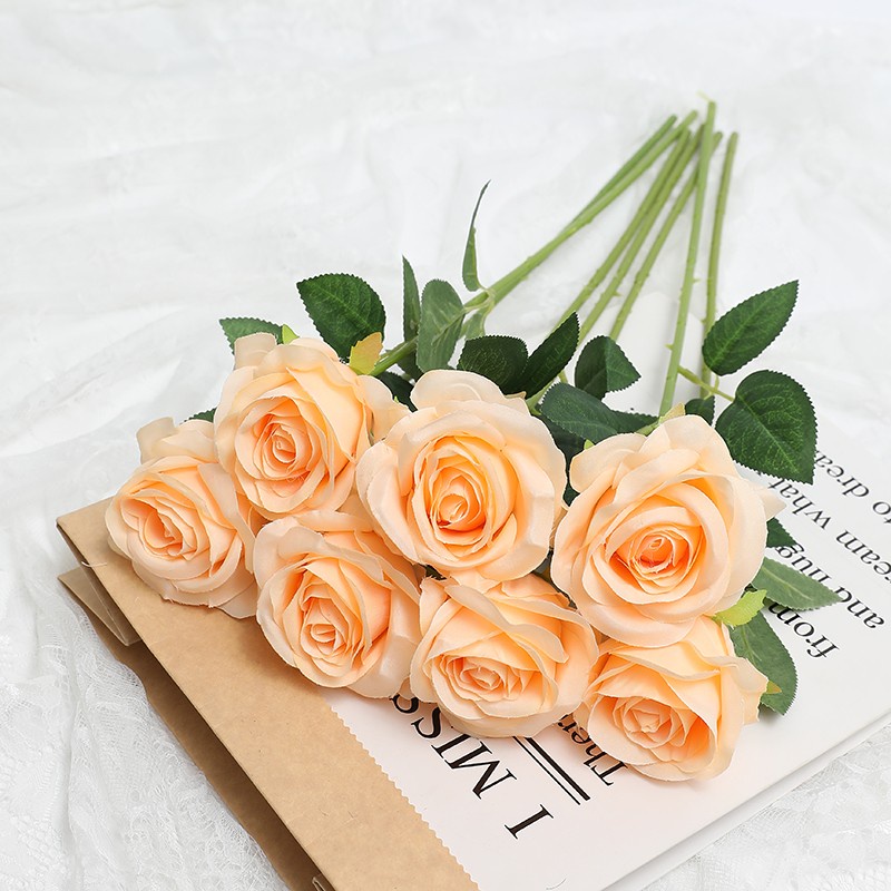 ดอกกุหลาบกิ่งยาว สีขาว สําหรับตกแต่งงานแต่งงาน 1 ชิ้น - รูปที่ 6