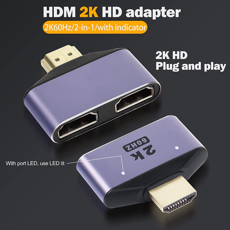 อะแดปเตอร์แยก HDMI เข้า 1 ออก 2 2K @ 60Hz 2 in 1 จอแสดงผล HD พร้อมไฟ LED - รูปที่ 4