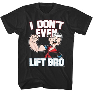 เสื้อยืด ผ้าฝ้าย พิมพ์ลายการ์ตูน Popeye The Sailorman I DonT Even Lift Bro สําหรับผู้ชาย_02