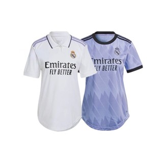 เสื้อกีฬาแขนสั้น ลายทีมฟุตบอล Real Madrid 2022 23 คุณภาพสูง สําหรับผู้หญิง