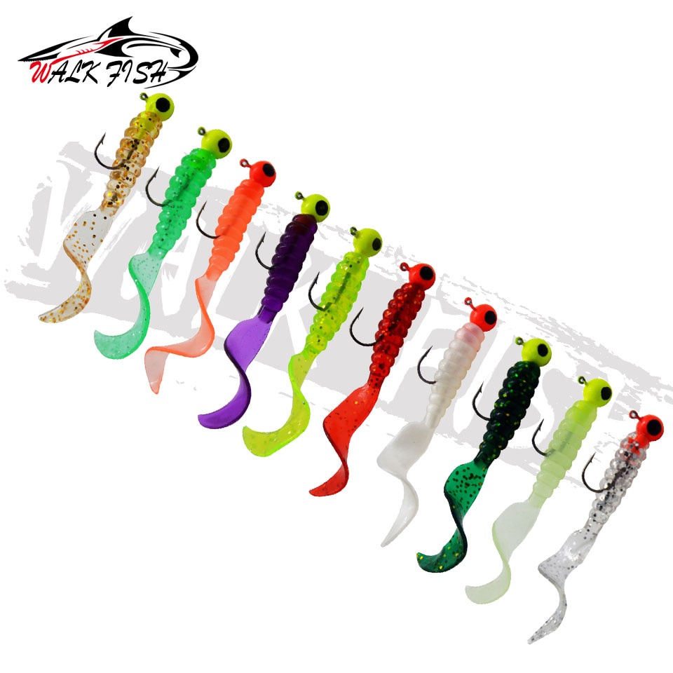 Walk FISH เหยื่อตกปลาซิลิกา รูปหนอน หางนิ่ม 6 ซม. 3.5 กรัม 4 ชิ้น — صورة 4