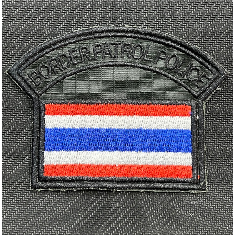 อาร์มธงชาติ ตชด. BORDER PAROL POLICE แบบตีนตุ๊กแก ผ้าก้างปลา