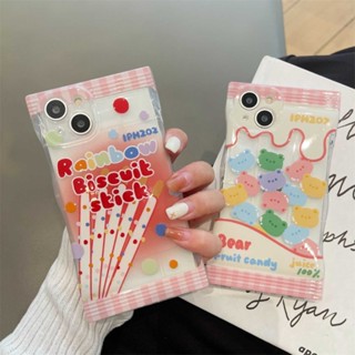 เคสโทรศัพท์มือถือ TPU นิ่ม พิมพ์ลายหมี Gummy และบิสกิต Pretz สําหรับ Samsung A04s A23 A03s A32 A13 A03 A22 M22 M32 A12 A31 A02s A21s A20 A52 A52s A53 A51 A71