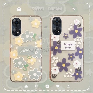 เคสโทรศัพท์มือถือ ซิลิโคนนิ่ม ใส กันกระแทก ลายดอกไม้ เรียบง่าย สําหรับ OPPO Reno8 T 4G 5G Reno 8T