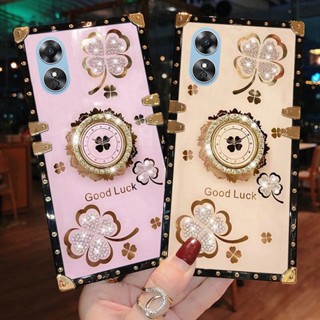 พร้อมส่ง เคสโทรศัพท์มือถือแบบแข็ง ทรงสี่เหลี่ยม ประดับพลอยเทียม กันกระแทก พร้อมที่ตั้งวาง สําหรับ OPPO A78 4G 5G Reno 8T 5G 4G Reno8 T 5G 2023 OppoA78 5G