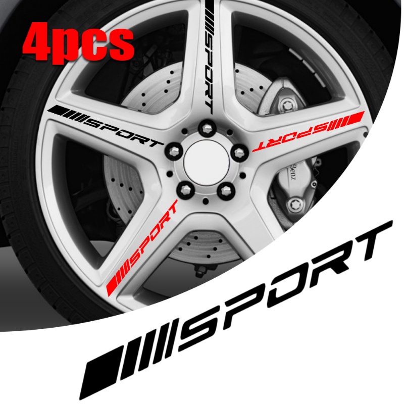 สติกเกอร์ไวนิล ลายโลโก้ SPORT มีกาวในตัว สําหรับติดตกแต่งล้อรถยนต์ 4 ชิ้น