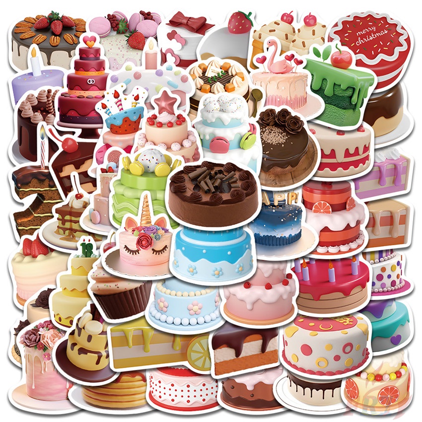 สติกเกอร์เค้กวันเกิด ซีรีส์ 01 อร่อย สติกเกอร์แฟชั่น กันน้ํา DIY 50 ชิ้น/เซต