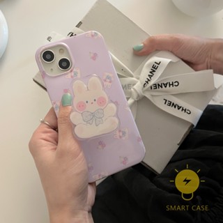 For เคสไอโฟน 14 Pro Max [Rabbit Flower Pop Grip] เคส Phone Case For iPhone 14 Pro Max Plus 13 12 Mini 11 X XS Max XR SE 8 7 For เคสไอโฟน11 Ins Korean Style Retro Classic Couple Shockproof Protective TPU Cover Shell