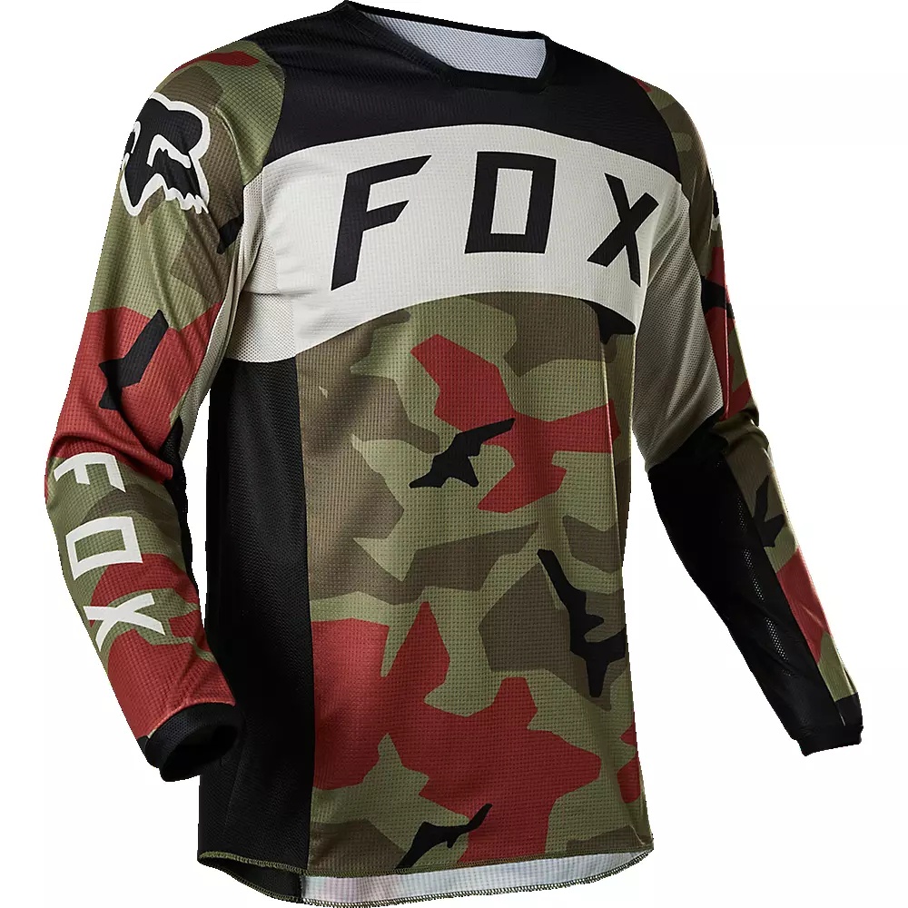 COD In Stock 2023 ใหม่แขนยาวระบายอากาศทหารสีเขียวลายพราง FOX Cycling Jersey