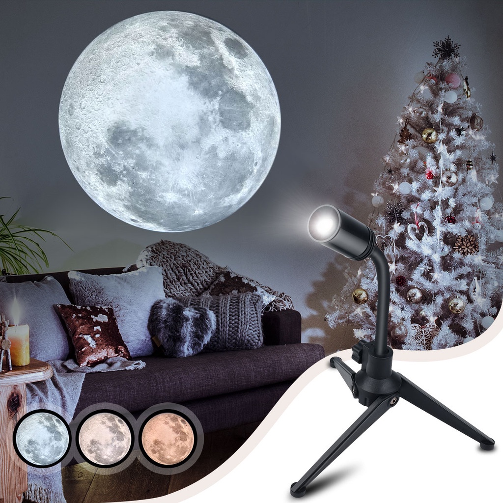 โคมไฟดวงจันทร์โปรเจคเตอร์ไฟกลางคืนเครื่องฉายดวงจันทร์ USB Planet Projection Lamp ตัวยึดหมุนได้ 360 องศาเครื่องฉายแสง