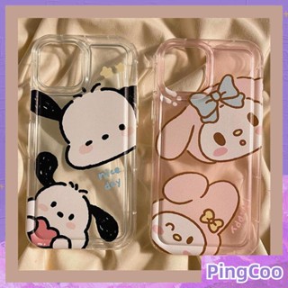 PingCoo - Case For iPhone 14 13 12 11 Plus Pro Max XR TPU Soft Clear Jelly Airbag Case Cute Cartoon Camera Protection Shockproof Back Cover