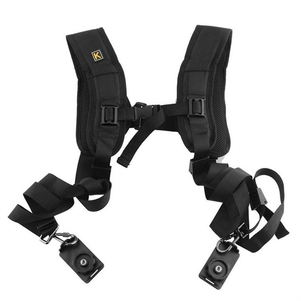 Lunanova สายคล้องกล้องคู่ อุปกรณ์ถ่ายภาพสีดํา กล้องดิจิตอลสําหรับกล้อง 2 ตัว SLR Dual Camera Belt