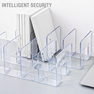  Intelligent Security Bookends สีใส สไตล์เรียบง่าย 4 ช่อง วัสดุอะคริลิก ที่วางชั้นวางหนังสือ สำหรับห้องเรียนในสำนักงาน