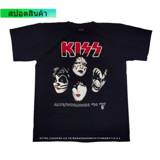 เสื้อยืดวง KISS ผ้าฟอกเฟดเก่า ป้ายbrockum งานใหม่ทำเก่า ผ้าฝ้ายแท้