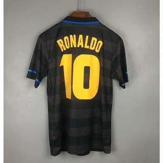 เสื้อกีฬาแขนสั้น ลายทีมชาติฟุตบอล Inter Milan Club 1997 1998 97 98 สีดํา สไตล์คลาสสิก เรโทร