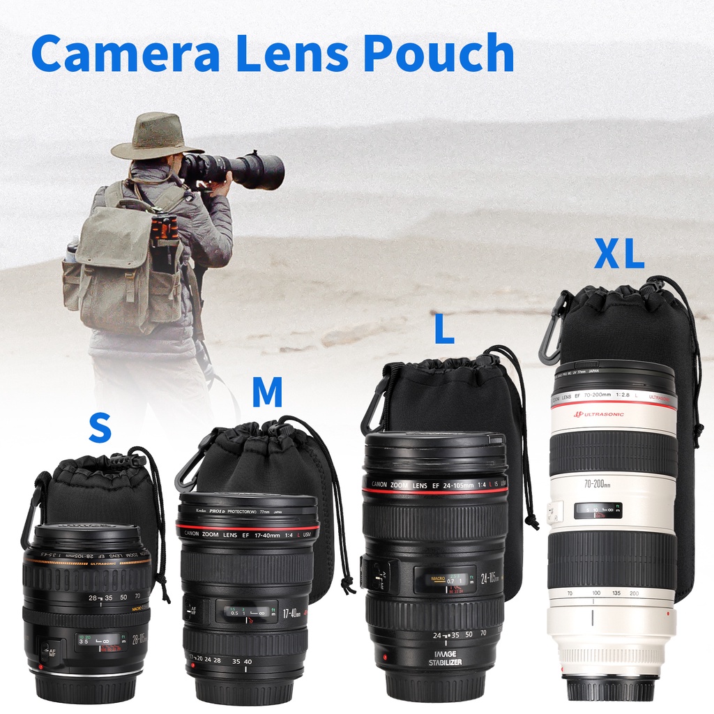Wenzi กระเป๋าเก็บเลนส์กล้อง ผ้านีโอพรีน แบบหนา แบบพกพา สีดํา สําหรับกล้อง DSLR Sony Nikon Olympus Panasonic 4 แพ็ค ราคา ถูกที่สุด ดีลบีเคเค แกลเลอรีภาพที่ 2