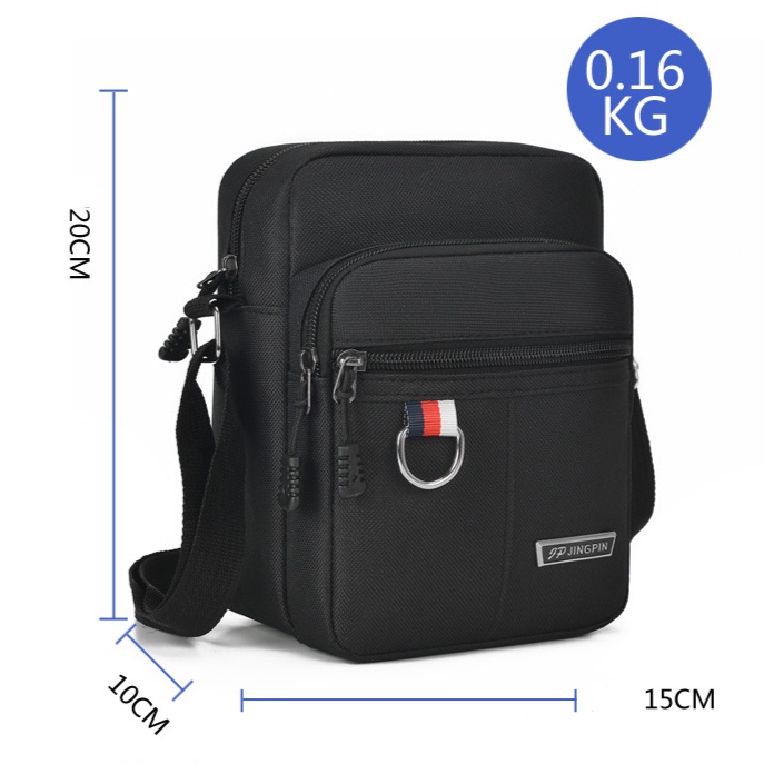 (w240)กระเป๋าสะพายข้างชายใบน้อยเท่ๆสูง20เซ็น 3ซิป แต่งห่วงเงิน vgetbag