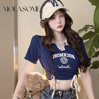 Molasome ใหม่ เสื้อยืดโปโล แขนสั้น ลําลอง เข้ากับทุกการแต่งกาย แฟชั่นสําหรับผู้หญิง 2023