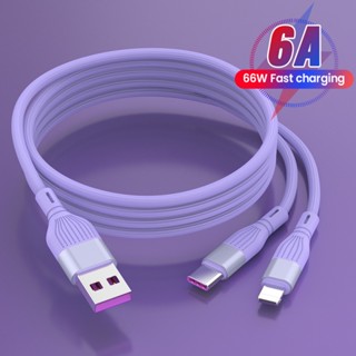 2 in 1 สายชาร์จ USB C 6A ชาร์จเร็ว 3 in 1 สําหรับ iP Xiaomi TypeC 14 13 12 Pro Max